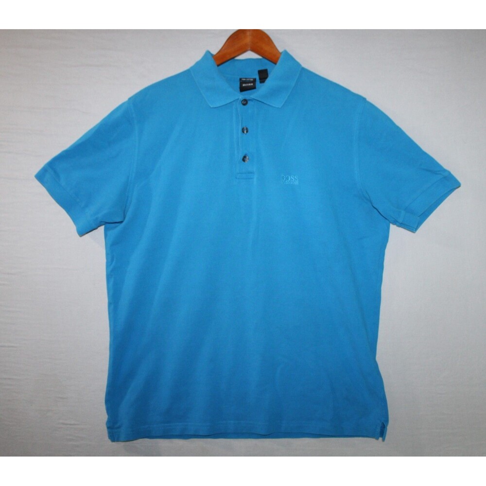 Men’s Hugo Boss Blue Regular Fit Polo Short Sleeve Pima Cotton Size Large